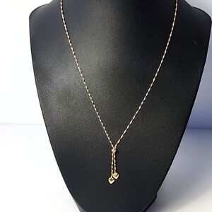 Dainty Lariat Style 10K Gold 18" Heart Y Necklace/Italy